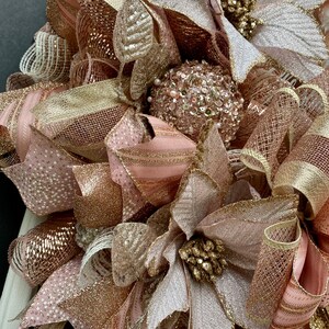 Christmas Poinsettia Wreath Poinsettias Rose Gold Decor - Etsy