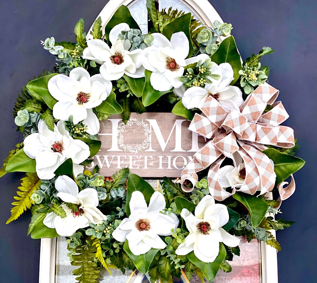 Magnolia Wreath, Everyday Wreath, White Magnolias, Spring Wreath