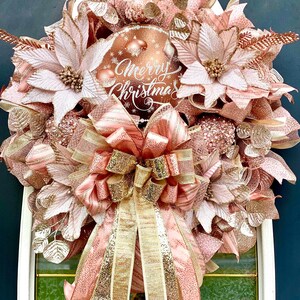 Christmas Poinsettia Wreath Poinsettias Rose Gold Decor - Etsy