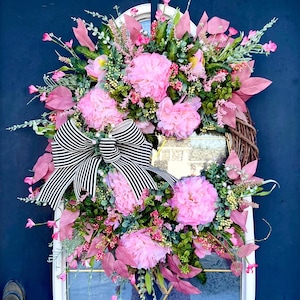 Valentine Wreath, Pink Peony Wreath, Easter Decor, Mother’s Day, Pink Valentines, Summer Decor, Spring Decor, Everyday Decor, Home Decor,