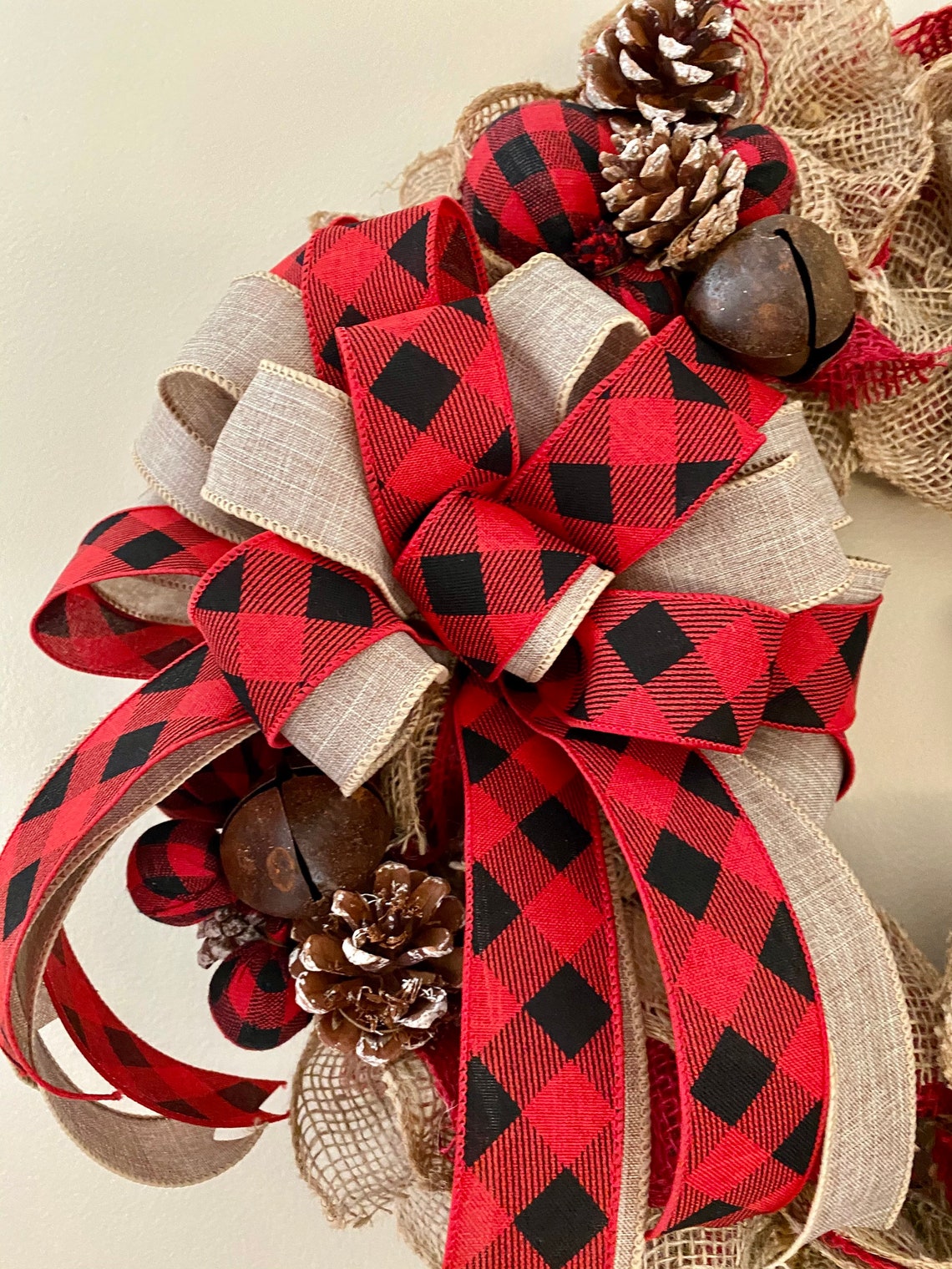 Burlap Red Buffalo Plaid Decor Burlap Christmas Wreath Etsy