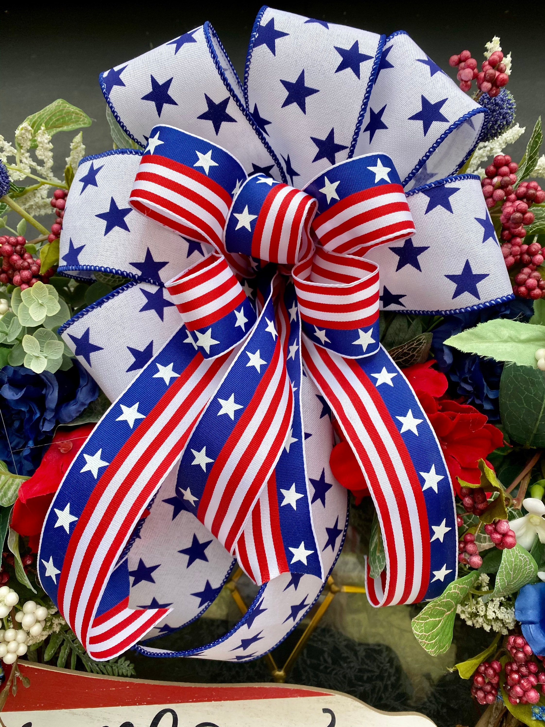 Flag Wreath Patriotic Floral Grapevine Wreath July 4th | Etsy