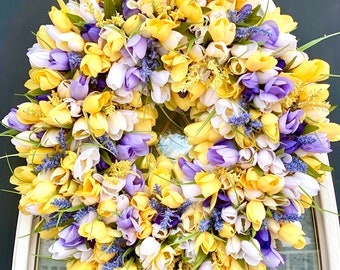 Tulip Wreath, Tulip Decor, Tulip front door decor, housewarming gift, mothers day gift, summer wreath, spring wreath, spring decor, everyday
