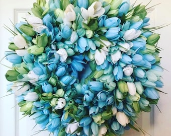Tulip Wreath, Summer Wreath, Tulips, Spring Wreath, Housewarming Gift, Mothers Day Gift, Everyday Wreath, Easter Wreath, Front Door Decor