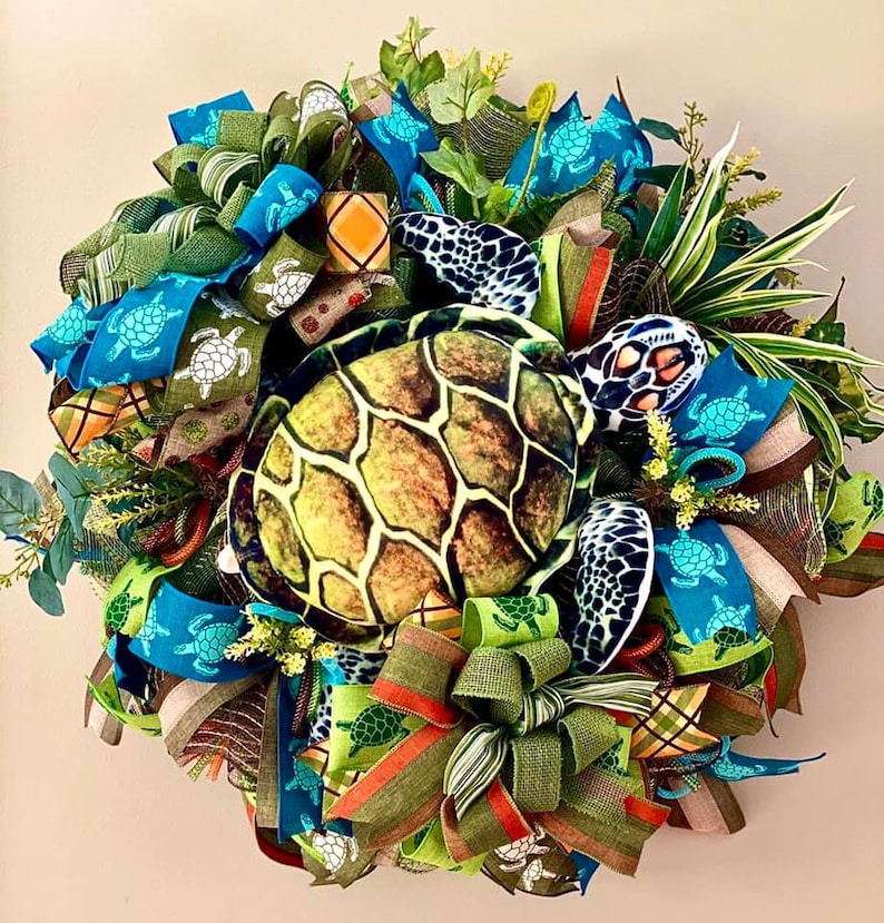 Beach Wreath Turtle Wreath Front Door Wreath Turtle Etsy