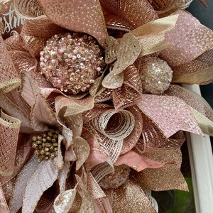 Christmas Poinsettia Wreath Poinsettias Rose Gold Decor - Etsy