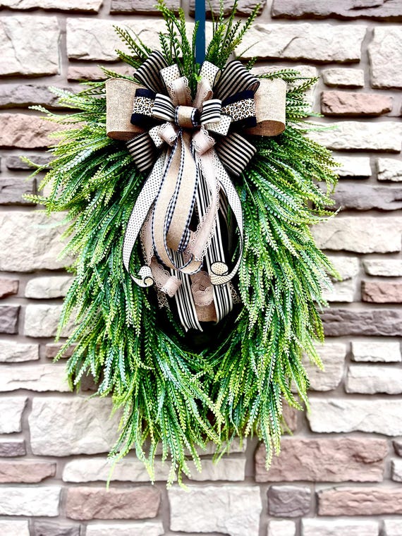 Bead Grass Wreath, Beaded Fern Wreath, Everyday Wreath, Year Round