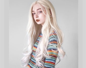 Long Curly White Wig Etsy