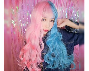Half Pink Wig Etsy Half Pink Wig Etsy