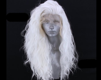 white curly cosplay wig