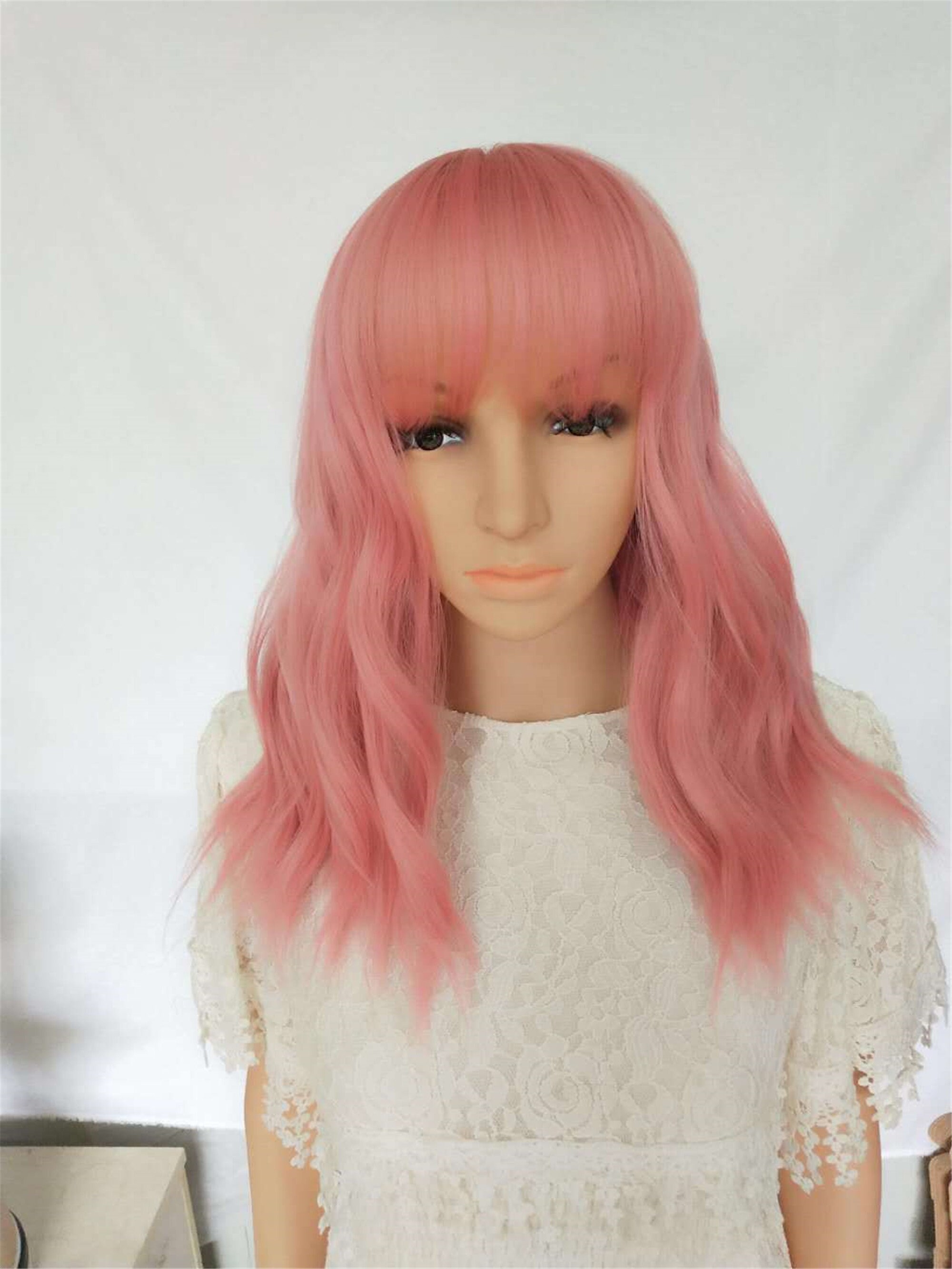 Pink WigLong Curly Wig Long Wavy Wig Nature Wig Full Head Etsy