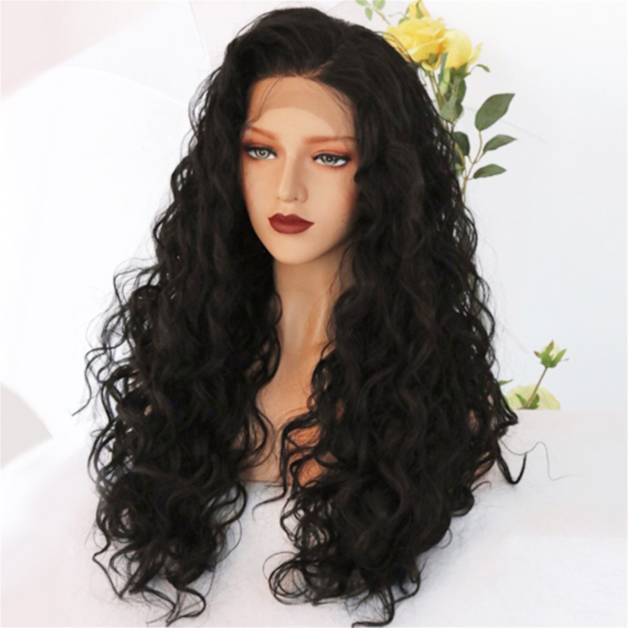 Long Curly Wig Puffy WigBlack Curly Wig Wig For Black Etsy