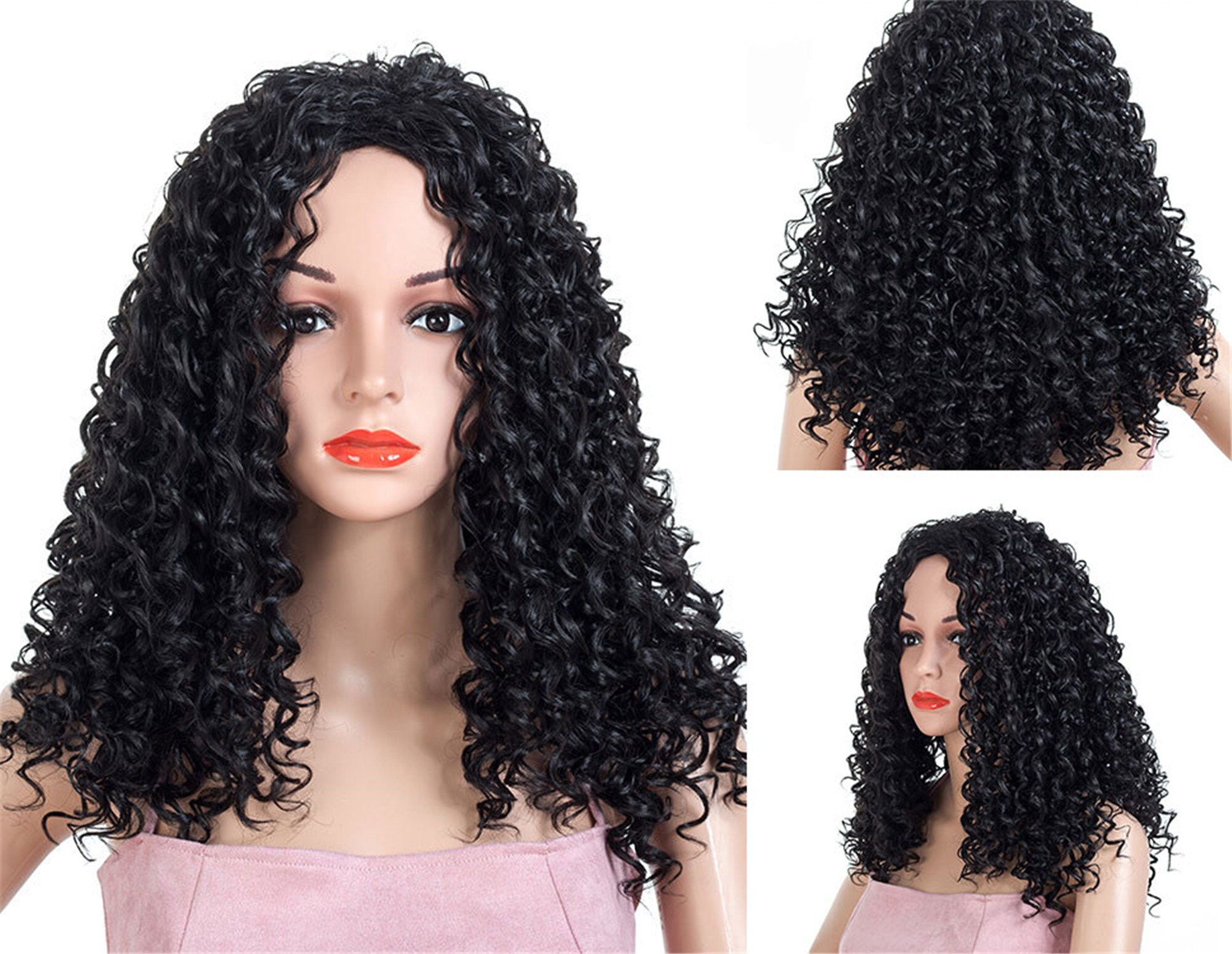 Long Curly Wig Afro Wig Black Curly Wig Fluffy Curly Wig Etsy