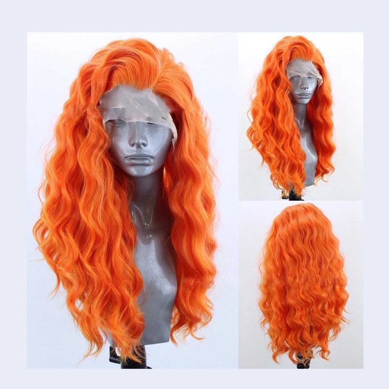 Orange Wig Long Curly Hair Lace Front Wig European and Etsy