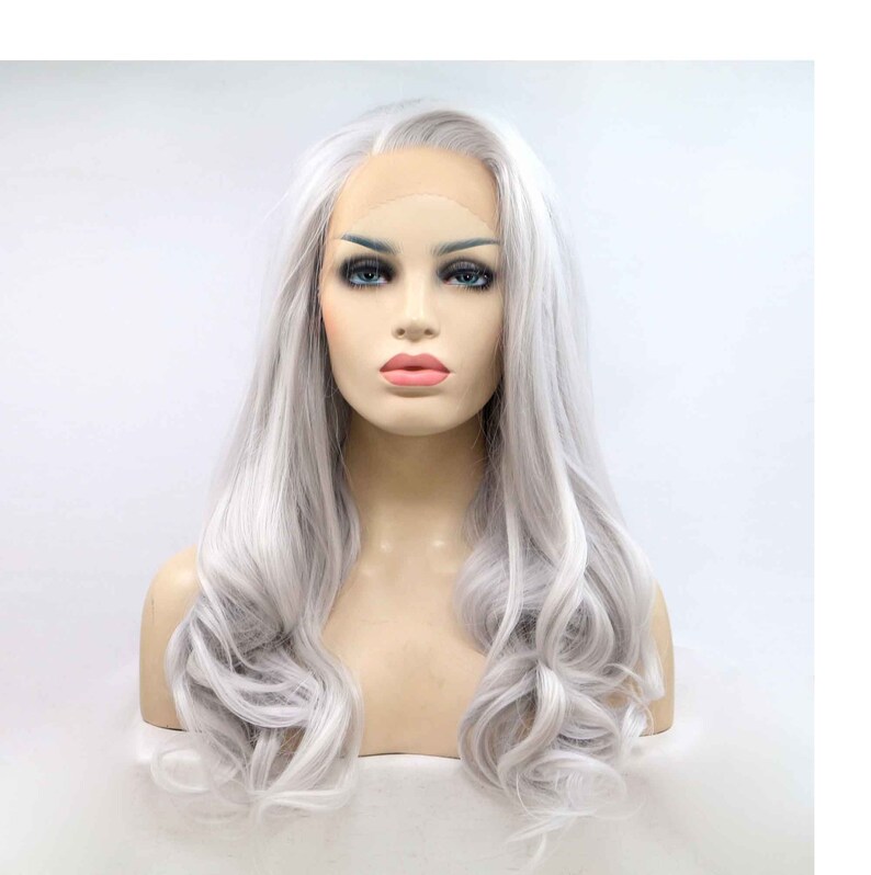 Silver Gray White Lace Front Wig Lace Front WigCute Ladies Etsy