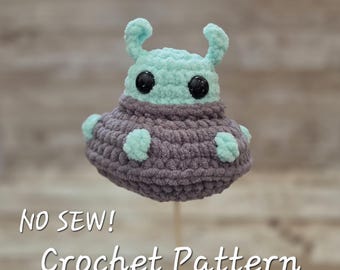 Patrón de crochet OVNI: Nave espacial extraterrestre amigurumi sin costura (Descarga PDF)