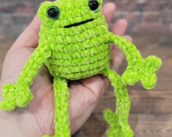 Rana, sapo, piernas largas sin coser felpa amigurumi crochet patrón digital pdf descargar
