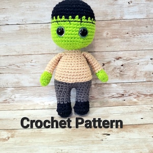 Frankenstein amigurumi crochet spooky monster halloween doll pattern