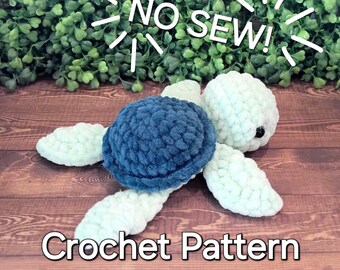 baby sea turtle no sew plush doll amigurumi crochet pattern digital pdf download