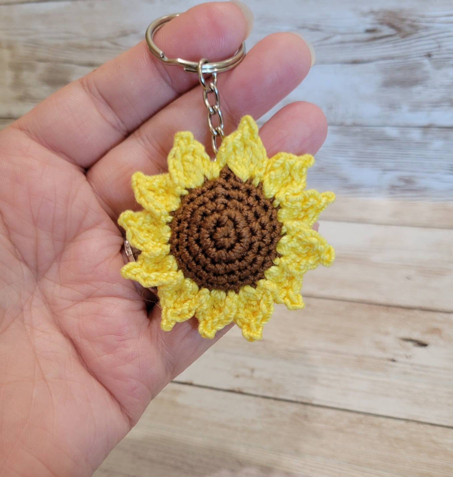 Sunflower crochet keychain amigurumi flower Etsy