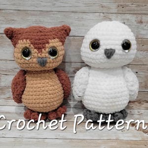Owl plush amigurumi crochet pattern brown barn owl snowy snow owl