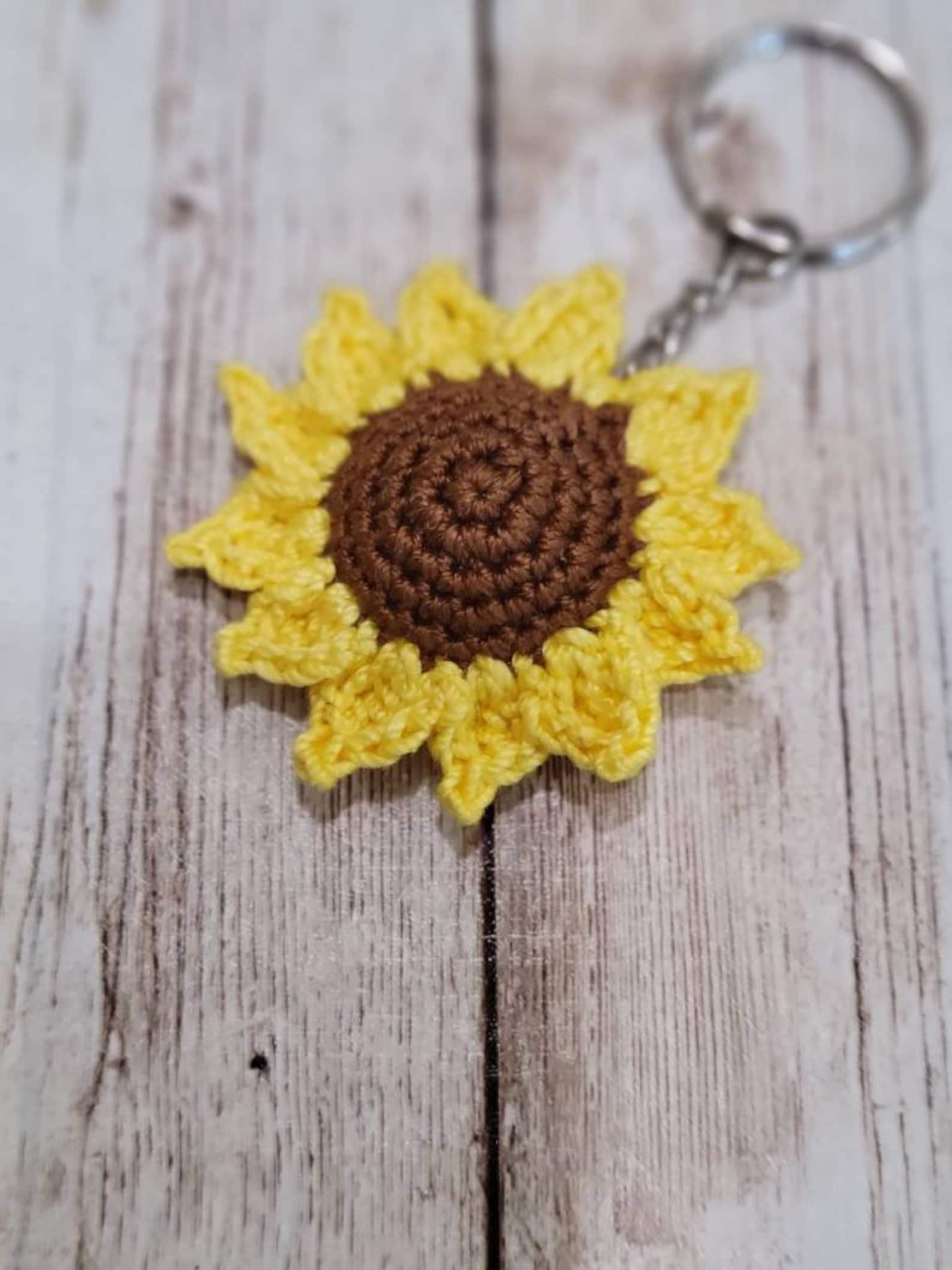 Sunflower crochet keychain amigurumi flower Etsy