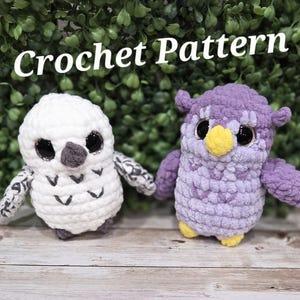 Baby owl snow owl plush amigurumi crochet pattern instant download pdf