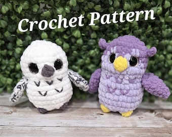 Baby owl snow owl plush amigurumi crochet pattern instant download pdf