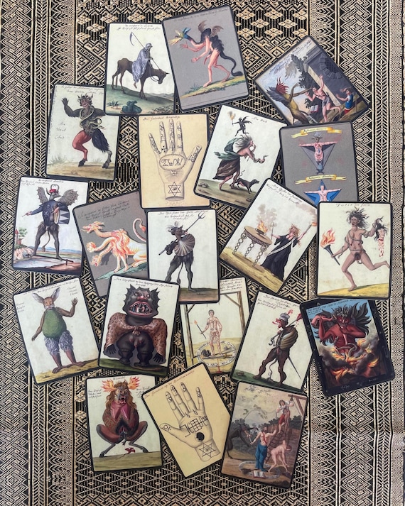 Occult Demon Stickers from a 1775 Grimoire | Satan & Infernal Visions | Dark Vintage Art Sticker Set