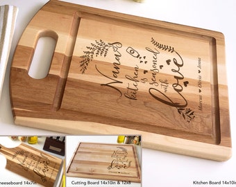 Personalized Laser-Engraved Maple Wood Cutting Board Cheeseboard - Beautiful gift for Thanksgiving, birthdays, for mom, dad, or for Nana.