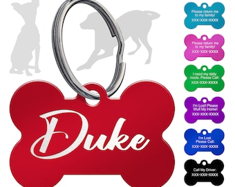 Custom Bone Pet ID Tag – Laser Engraved Aluminum, Double-Sided