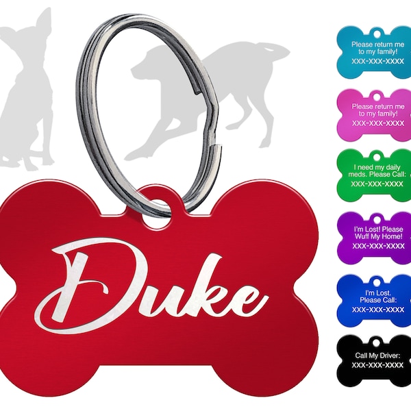 Custom Laser Engraved Pet Tags - Variety of fonts and colours - Front and Back Engraving