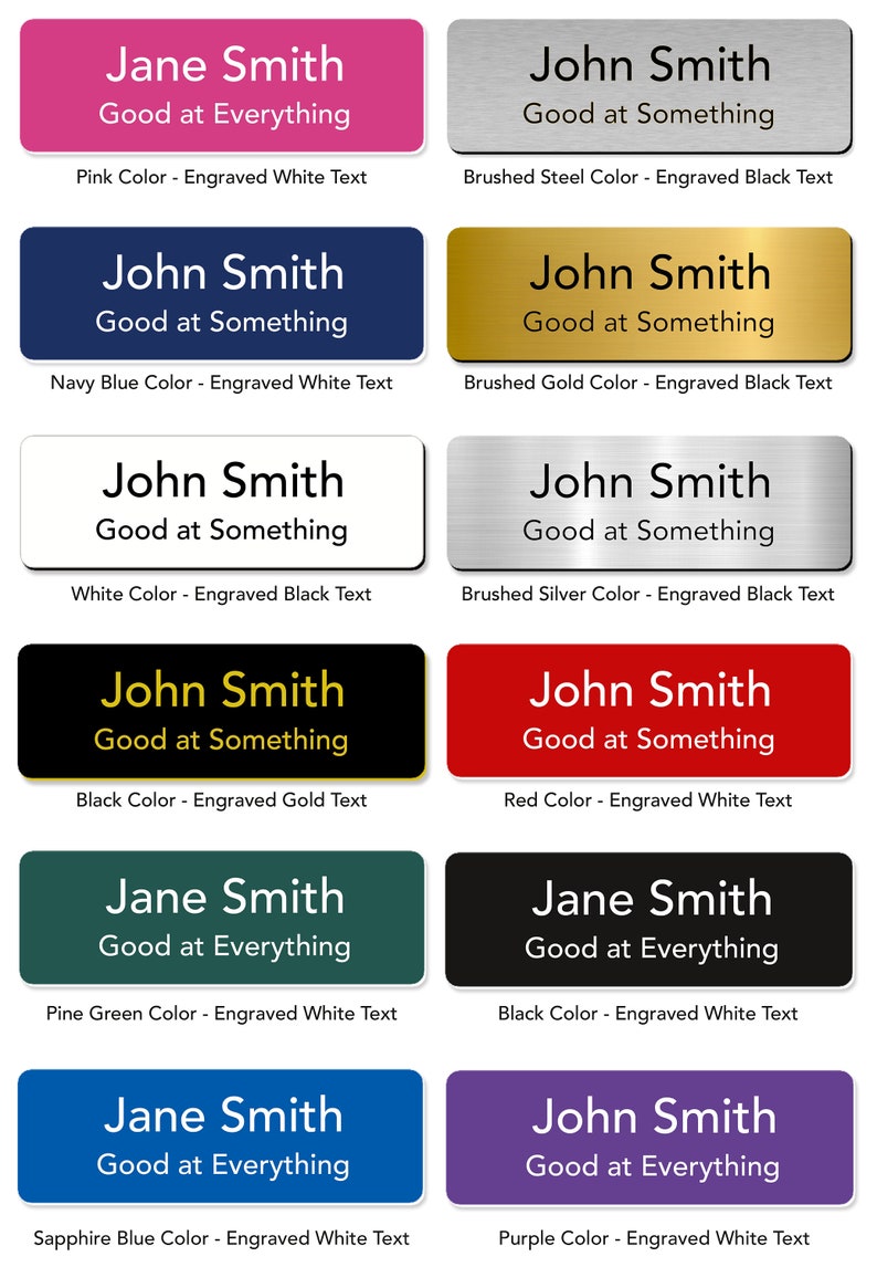 Customized Laser Engraved Name Badges with Pin or Magnetic Backing image 2