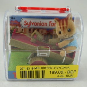 Sylvanian Families Tomy Furbanks squirrel baby on seesaw in carry case MIB 80s
