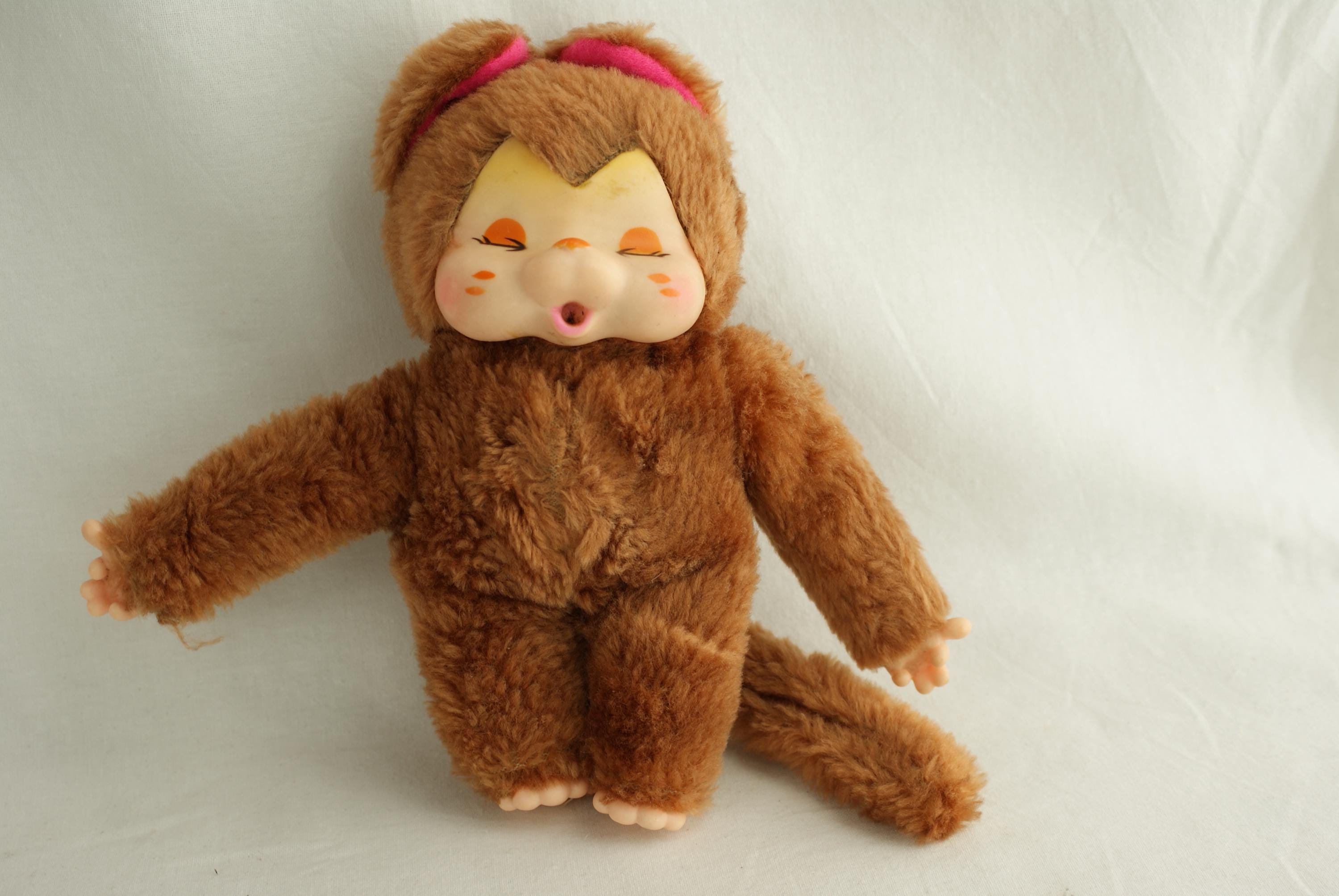 Monchhichi Nyamy Washino Micci Gatti Plush Doll Brown Cat Fakey