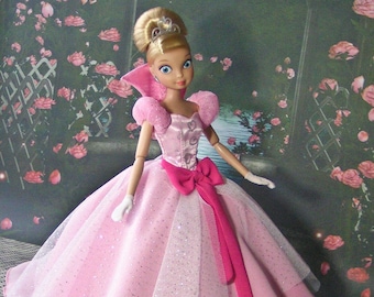 Handmade Charlotte Princess Doll Dress – Pink Gown, Petticoat & Gloves