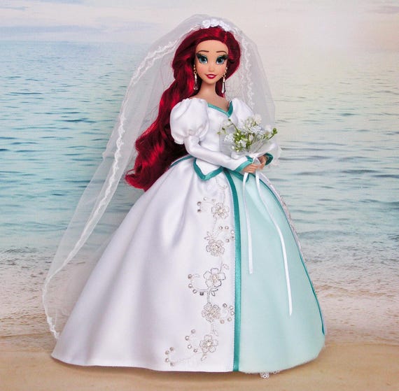 Ariel Princess Inspired Wedding Dress for Doll - Little Mermaid, Doll Clothes,