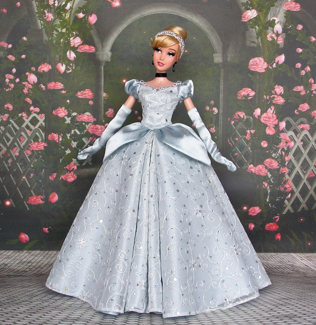 Handmade Cinderella Doll Dress – Blue Gown, Petticoat Gloves