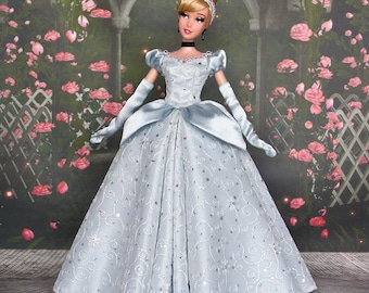 Handmade Cinderella Doll Dress – Blue Gown, Petticoat & Gloves