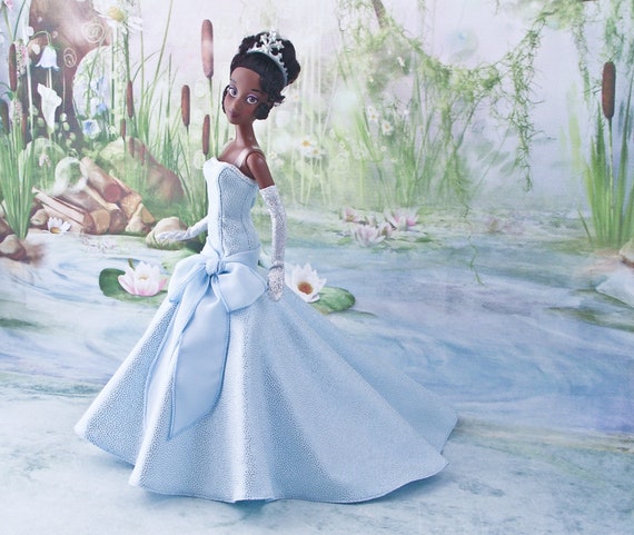Handmade Tiana Doll Dress: Light Blue Gown, Gloves - Etsy Handmade Tiana Doll Dress: Light Blue Gown, Gloves - Etsy