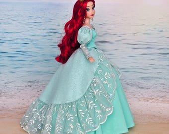 Handmade Ariel Inspired Doll Dress: Green Corset & Petticoat