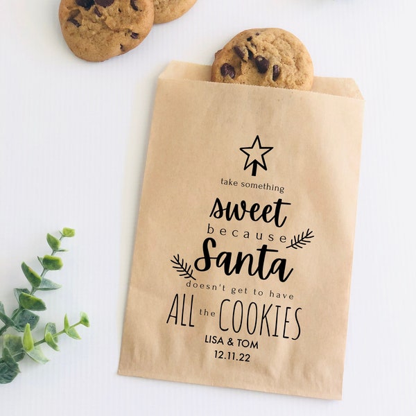 Winter Wedding Cookie Favor, Christmas Wedding, Cookie Bags, Wedding Treat Bags, Wedding Party Favors, Christmas Favor Bags