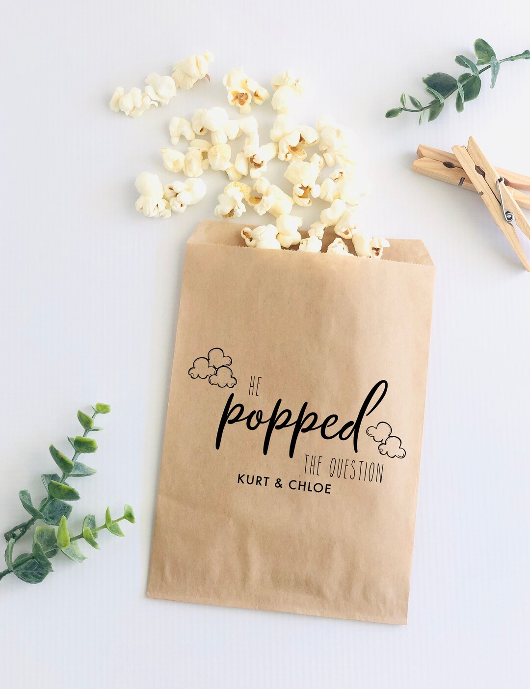 Engagement Favor Bags, Popcorn Bags, Popcorn Favors, Engagement Treat