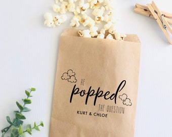 Engagement Favor Bags, Popcorn Bags, Popcorn Favors, Engagement Treat Bags, Bags for Popcorn, Engagement Party Favors