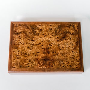 Hand crafted walnut and carpathian elm burl box image 1