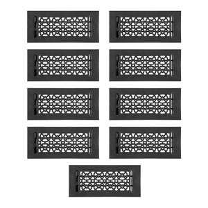 PACK of 9 ACHTEK 4"x10" Duct Size(Overall 5-1/2"x 11-3/4")Heat Vent (Detachable Steel Metal Louver)|Cast Aluminum Vent Cover