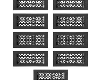 PACK of 9 ACHTEK 4&quot;x10&quot; Duct Size(Overall 5-1/2&quot;x 11-3/4&quot;)Heat Vent (Detachable Steel Metal Louver)|Cast Aluminum Vent Cover