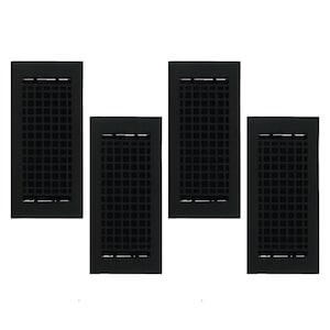 PACK of 4 MOSAIC 4&quot;x10&quot;Duct Size(Overall 5-1/2&quot;x 11-3/4&quot;)Floor/Wall Heat Vent (Detachable Steel Metal Louver)|Cast Aluminum| Powder Coated