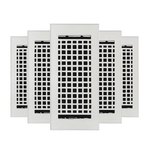 PACK of 5 MOSAIC 4&quot;x10&quot;Duct Size(Overall 5-1/2&quot;x 11-3/4&quot;)Floor/Wall Heat Vent (Detachable Steel Metal Louver)|Cast Aluminum| Powder Coated