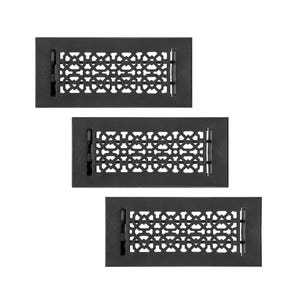 PACK of 3 ACHTEK 4&quot;x10&quot;Duct Size(Overall 5-1/2&quot;x 11-3/4&quot;)Floor/Wall Heat Vent (Detachable Steel Metal Louver)|Cast Aluminum| Powder Coated